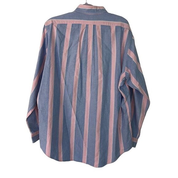 Ralph Lauren Vintage Mens Shirt Size 34 Blue Striped Button Down Pure Cotton - Picture 2 of 9